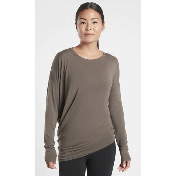 Athleta Cloudlight Restore Top Coffee House Womens Size XS Asymmetrical Yoga - Picture 6 of 12